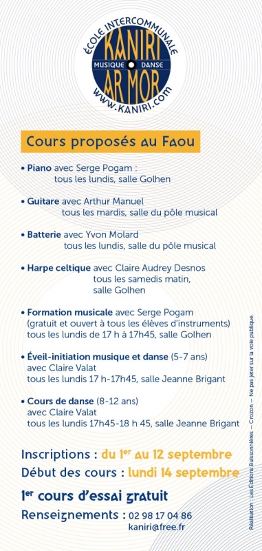 Flyer     Cours proposés au Faou 