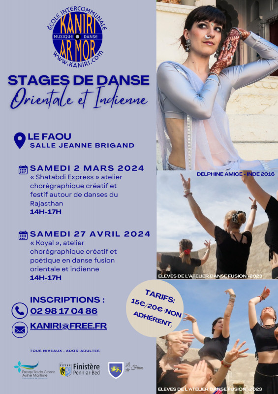 stages de danse fusion orientale et indienne Le Faou